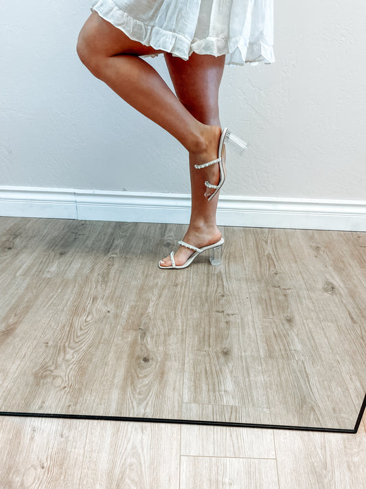White pearl heels