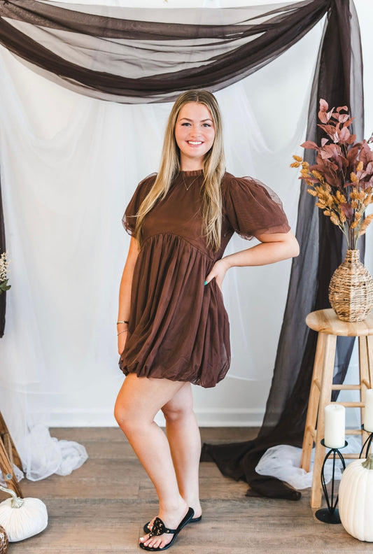 Brown tulle dress