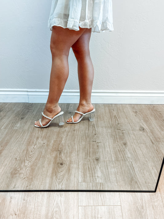White pearl heels